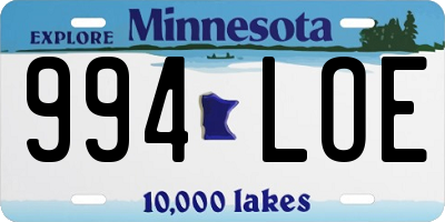 MN license plate 994LOE