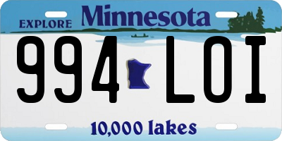 MN license plate 994LOI