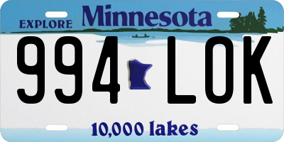 MN license plate 994LOK