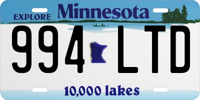 MN license plate 994LTD