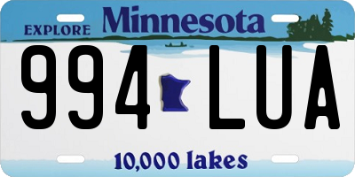 MN license plate 994LUA