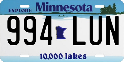 MN license plate 994LUN