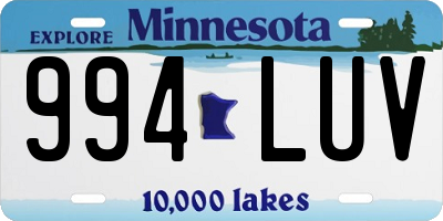 MN license plate 994LUV