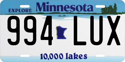 MN license plate 994LUX
