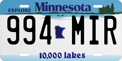 MN license plate 994MIR