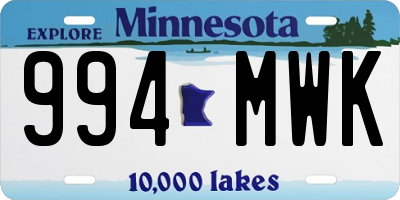 MN license plate 994MWK