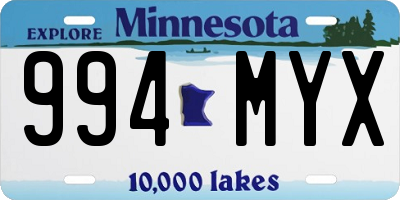 MN license plate 994MYX