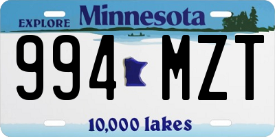 MN license plate 994MZT