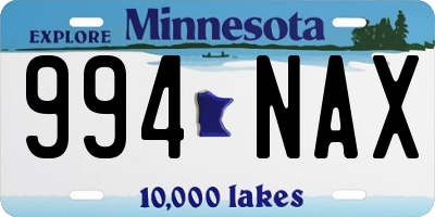 MN license plate 994NAX