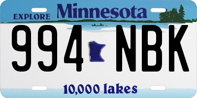 MN license plate 994NBK