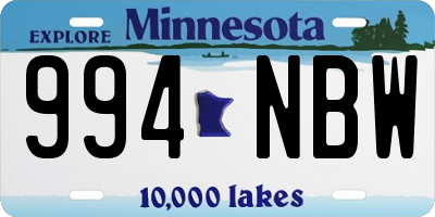 MN license plate 994NBW