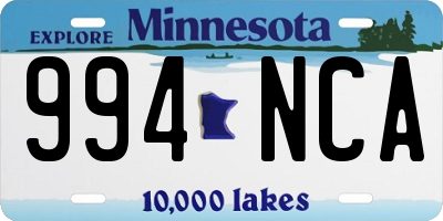 MN license plate 994NCA
