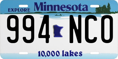 MN license plate 994NCO
