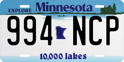 MN license plate 994NCP