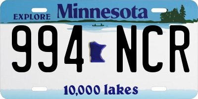 MN license plate 994NCR