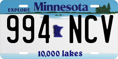 MN license plate 994NCV