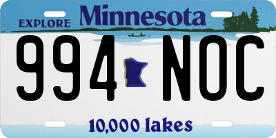 MN license plate 994NOC