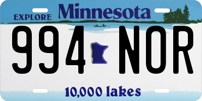 MN license plate 994NOR