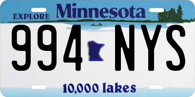 MN license plate 994NYS
