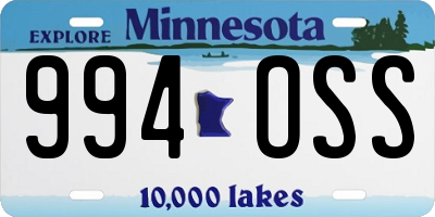 MN license plate 994OSS