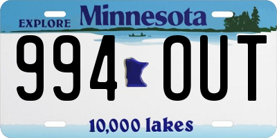 MN license plate 994OUT
