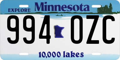 MN license plate 994OZC