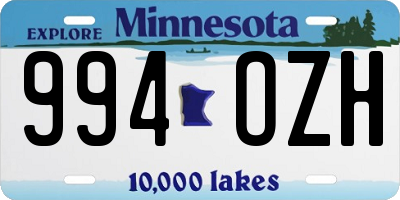 MN license plate 994OZH