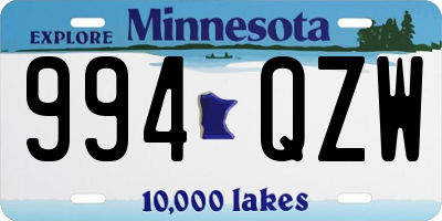 MN license plate 994QZW