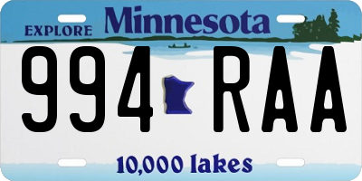 MN license plate 994RAA