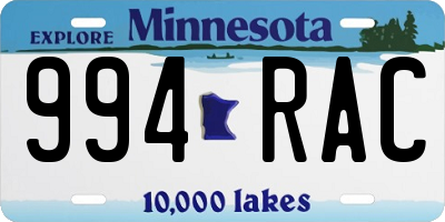 MN license plate 994RAC
