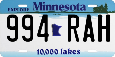 MN license plate 994RAH