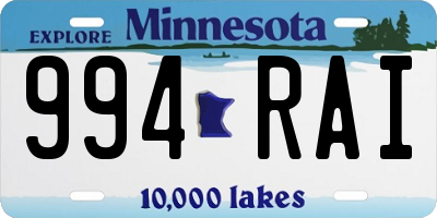 MN license plate 994RAI
