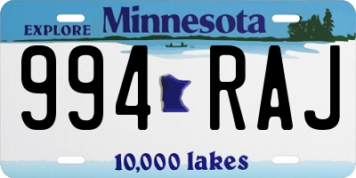 MN license plate 994RAJ