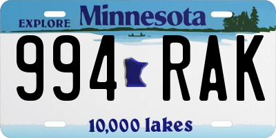 MN license plate 994RAK