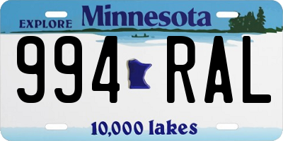 MN license plate 994RAL
