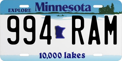 MN license plate 994RAM