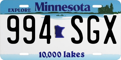 MN license plate 994SGX