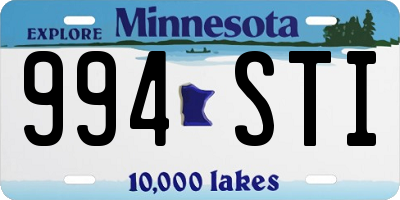 MN license plate 994STI