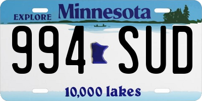 MN license plate 994SUD
