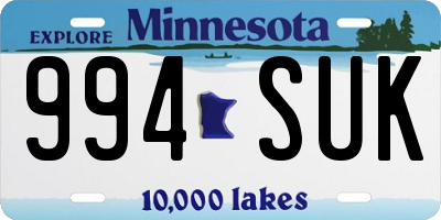 MN license plate 994SUK