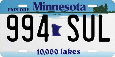 MN license plate 994SUL