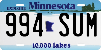 MN license plate 994SUM
