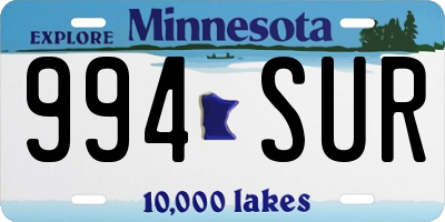 MN license plate 994SUR