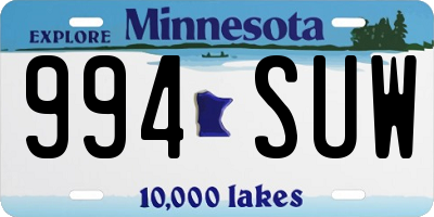 MN license plate 994SUW