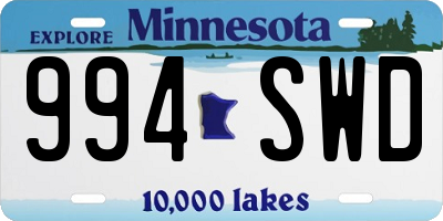 MN license plate 994SWD