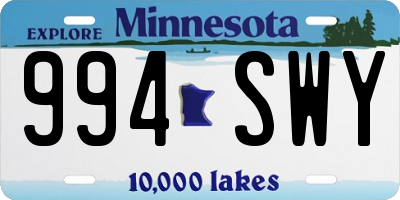 MN license plate 994SWY