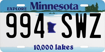 MN license plate 994SWZ