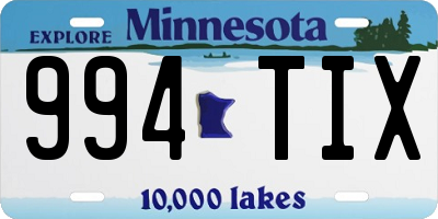 MN license plate 994TIX