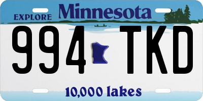 MN license plate 994TKD