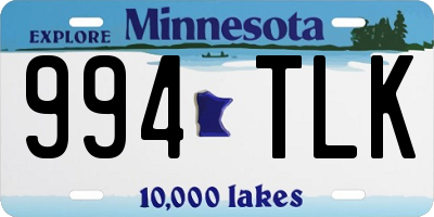 MN license plate 994TLK